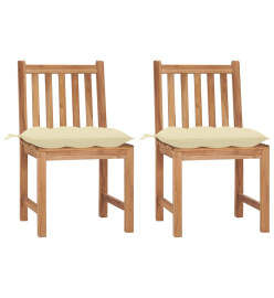 Chaises de jardin 2 pcs avec coussins Bois de teck massif