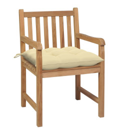 Chaises de jardin 2 pcs avec coussins blanc crème Bois de teck