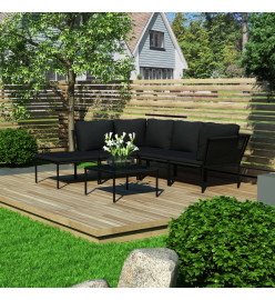 Salon de jardin 6 pcs avec coussins Noir PVC