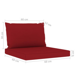 Salon de jardin 9 pcs avec coussins Rouge bordeaux