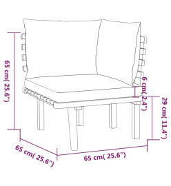 Salon de jardin 7 pcs avec coussins Bois d'acacia solide