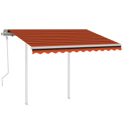 Auvent manuel rétractable avec poteaux 3x2,5 m Orange et marron