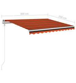 Auvent manuel rétractable avec poteaux 3x2,5 m Orange et marron