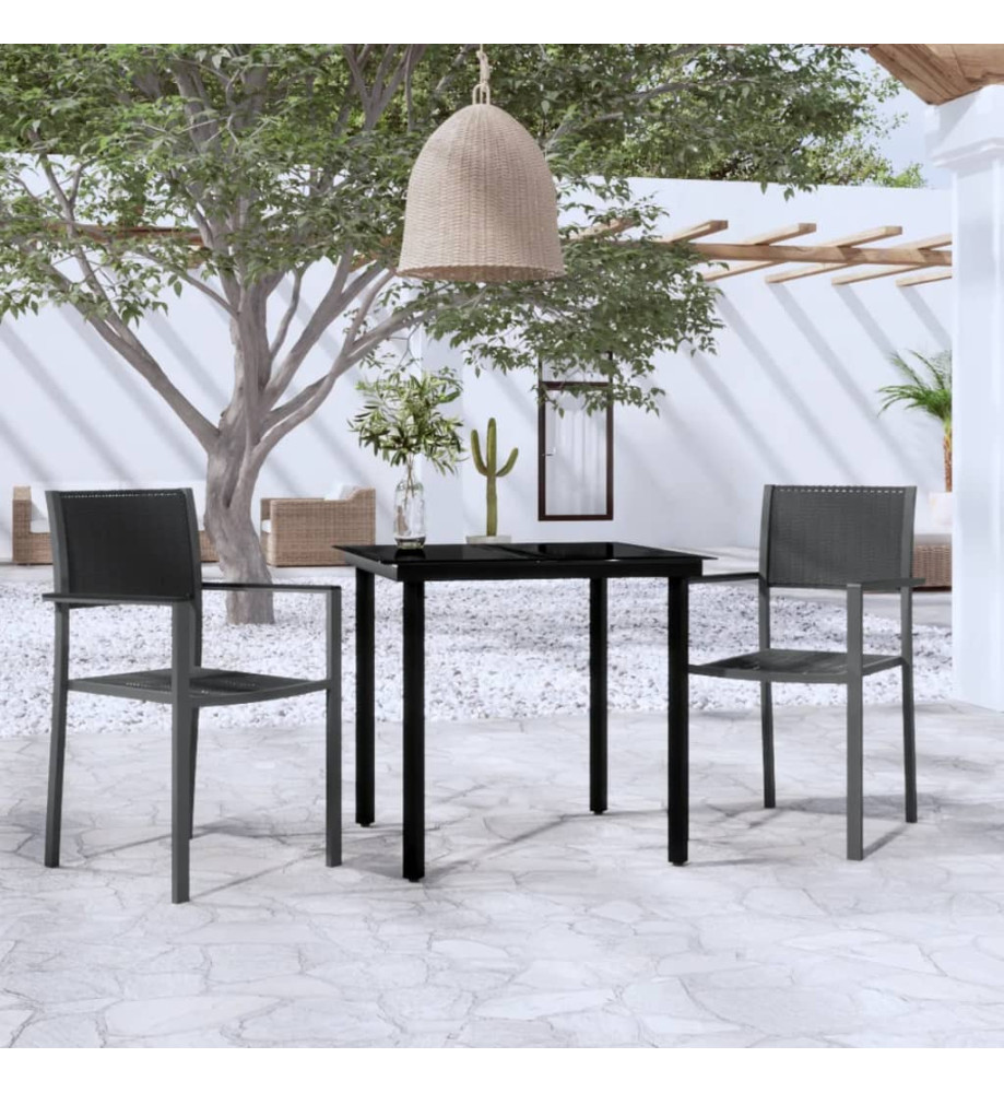 Ensemble de salle à manger de jardin 3 pcs Noir