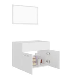 Ensemble de meubles salle de bain 2 pcs Blanc Bois d'ingénierie