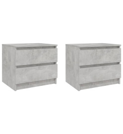 Tables de chevet 2 pcs Gris béton 50x39x43,5 cm Aggloméré