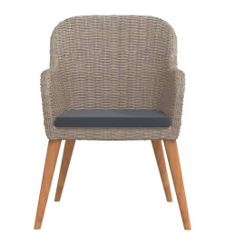 Mobilier de salle à manger de jardin et coussins 5 pcs Marron