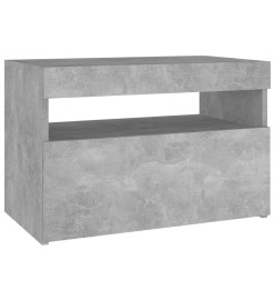 Tables de chevet avec lumières LED 2 pcs gris béton 60x35x40 cm