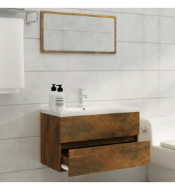 Ensemble de meubles de salle de bain 2 pcs Chêne fumé