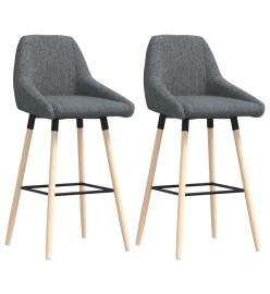 Tabourets de bar lot de 2 gris foncé tissu