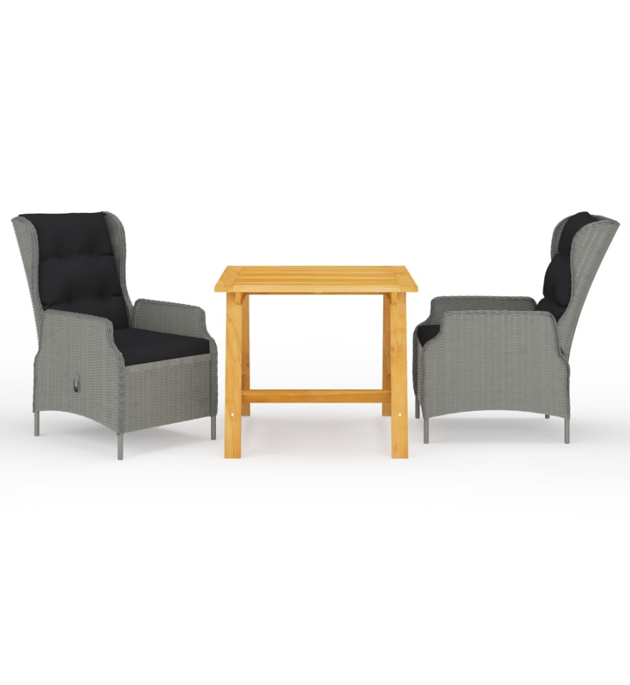 Ensemble de salle à manger de jardin 3 pcs Gris clair Ensemble de salle à manger de jardin 3 pcs Gris clair