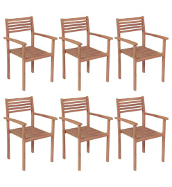 Chaises de jardin empilables 6 pcs Bois de teck solide