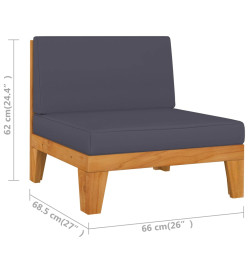 Salon de jardin 6 pcs avec coussins Bois d'acacia solide