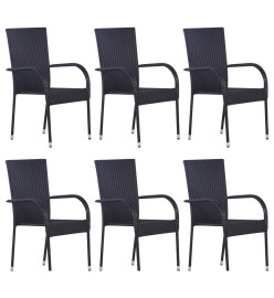 Ensemble de salle à manger de jardin 7 pcs Résine tressée Noir