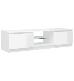 Meuble TV avec lumières LED blanc brillant 140x40x35,5 cm