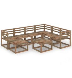 Salon de jardin 8 pcs Marron Bois de pin imprégné