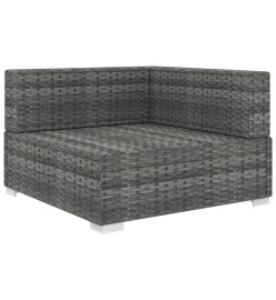 Chaise d'angle 1 pc et coussins Résine tressée Gris