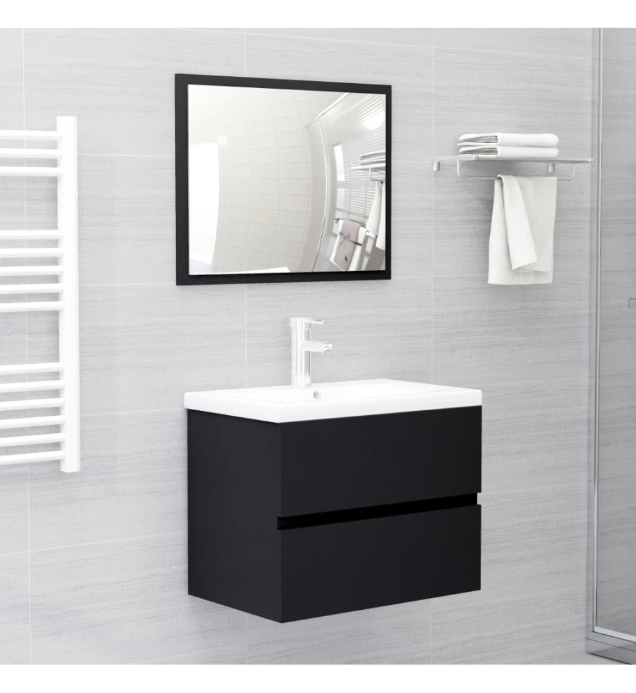 Ensemble de meubles de salle de bain 2 pcs Noir Aggloméré