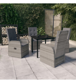 Ensemble de salle à manger de jardin avec coussins 5 pcs Gris
