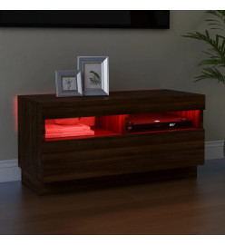 Meuble TV avec lumières LED chêne marron 80x35x40 cm