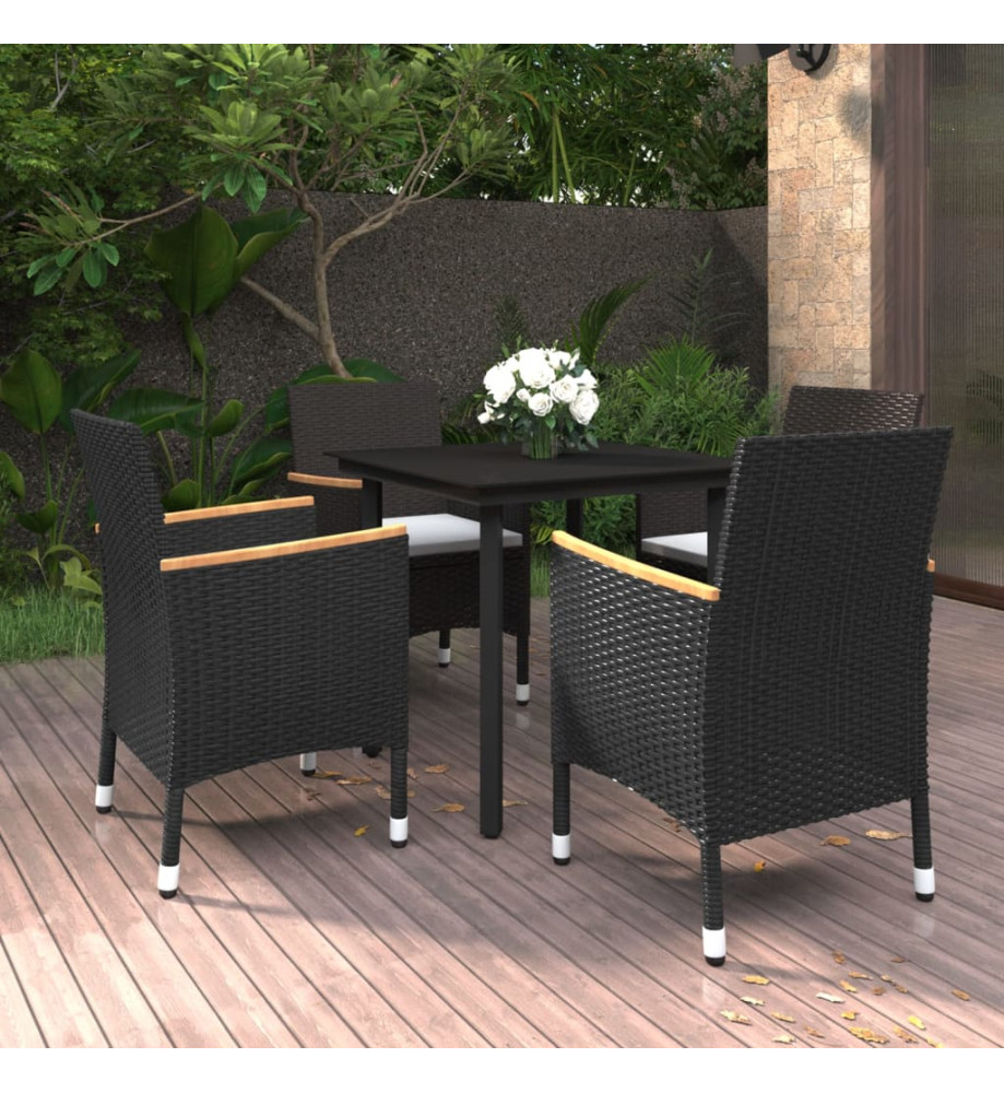 Ensemble à dîner de jardin coussins 5 pcs Résine tressée Verre Ensemble à dîner de jardin coussins 5 pcs Résine tressée Verre