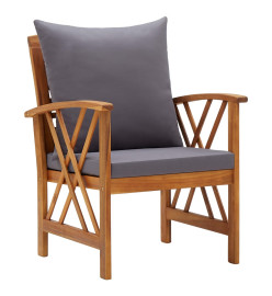 Salon de jardin 5 pcs avec coussins Bois d'acacia solide