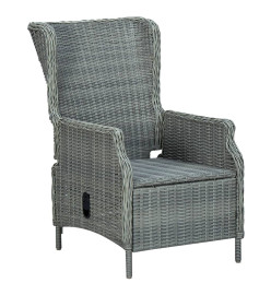 Chaise inclinable de jardin coussins Résine tressée Gris clair