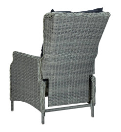 Chaise inclinable de jardin coussins Résine tressée Gris clair