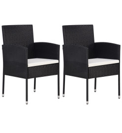 Chaise de jardin 2 pcs Résine tressée Noir