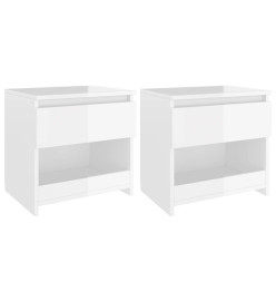 Tables de chevet 2 pcs Blanc brillant 40x30x39 cm Aggloméré