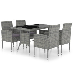 Jeu à dîner de jardin 5 pcs Résine tressée Anthracite et gris