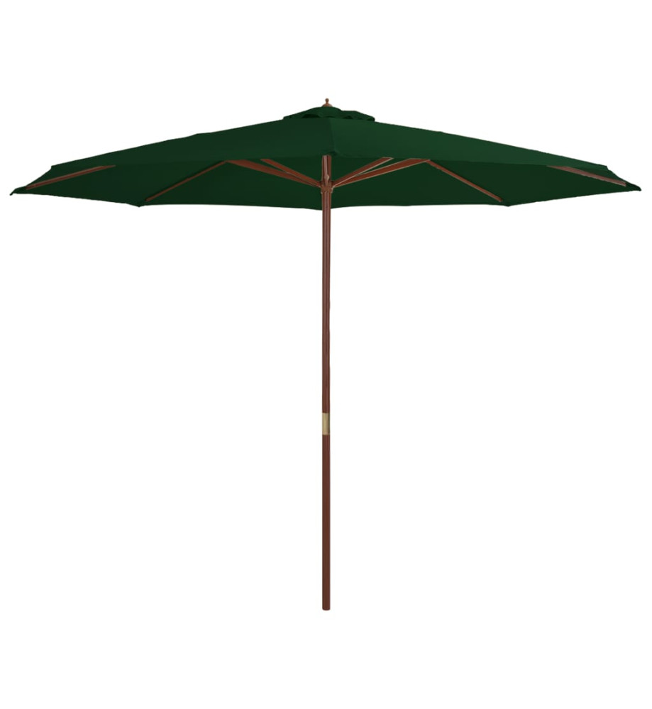 Parasol avec mât en bois 350 cm Vert