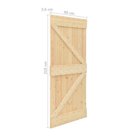 Porte coulissante avec kit de quincaillerie 90x210cm Pin massif