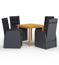 Ensemble de salle à manger de jardin 5 pcs Noir