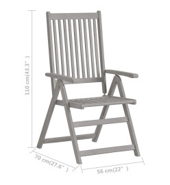 Chaises inclinables de jardin 3 pcs avec coussins Bois d'acacia