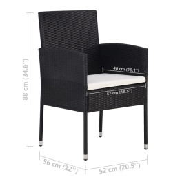 Ensemble de salle à manger de jardin 3 pcs Noir