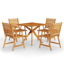 Ensemble de salle à manger de jardin 5 pcs Bois d'acacia massif