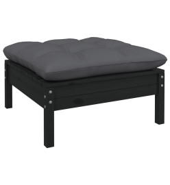 Salon de jardin 11 pcs avec coussins Noir Bois de pin massif