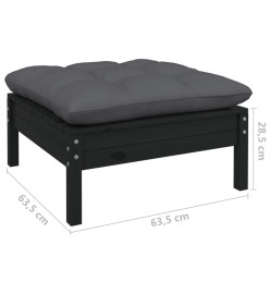 Salon de jardin 11 pcs avec coussins Noir Bois de pin massif