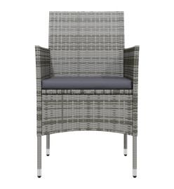 Ensemble de salle à manger de jardin et coussins 5pcs Gris/noir