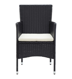 Chaises de salle à manger de jardin 4 pcs Résine tressée Noir
