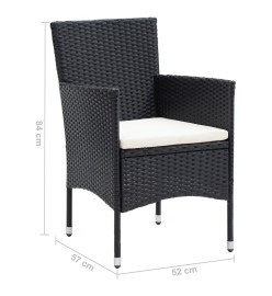 Chaises de salle à manger de jardin 4 pcs Résine tressée Noir
