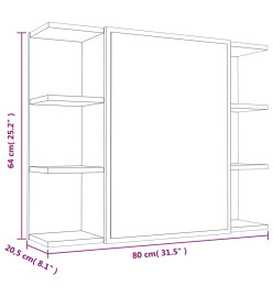 Armoire à miroir de salle de bain Chêne fumé 80x20,5x64 cm Bois