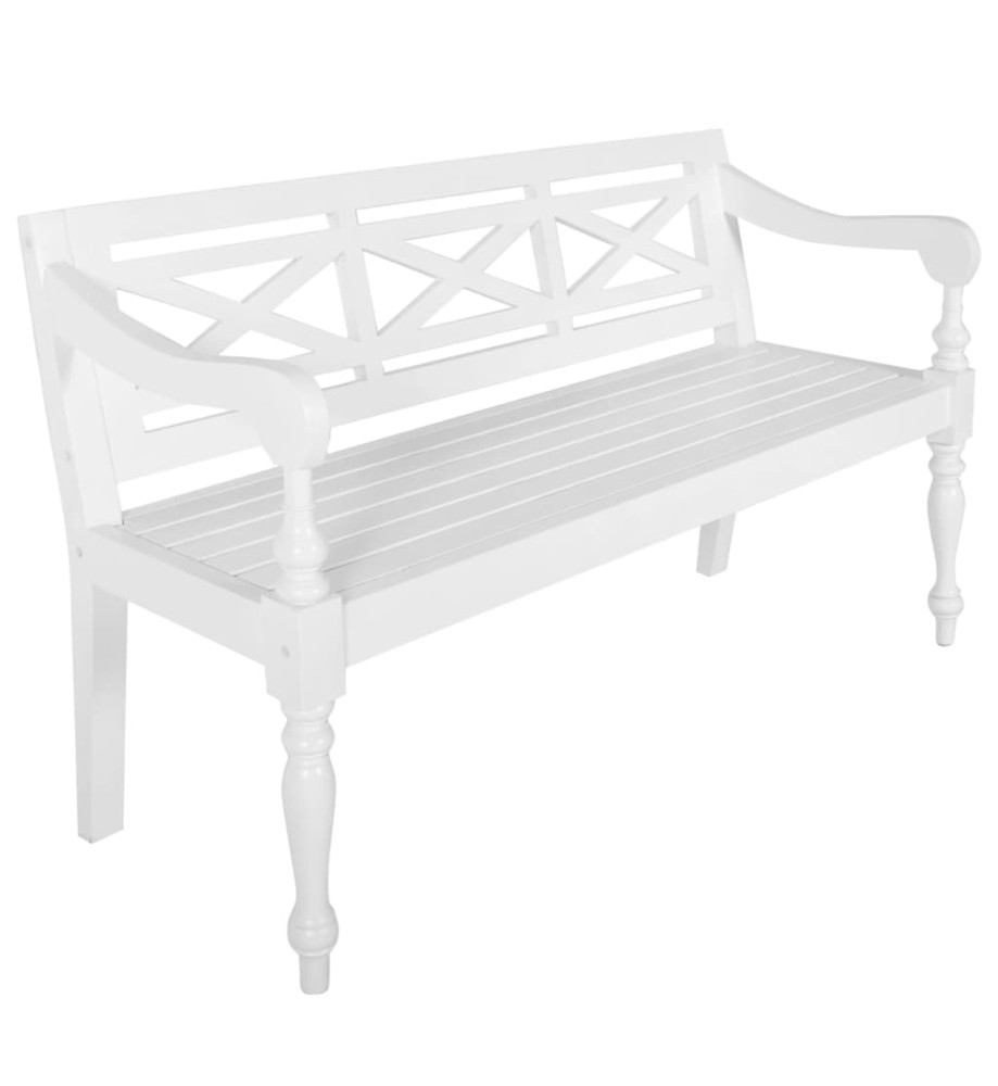 Banc Batavia 123 cm Bois d'acajou massif Blanc