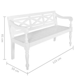 Banc Batavia 123 cm Bois d'acajou massif Blanc