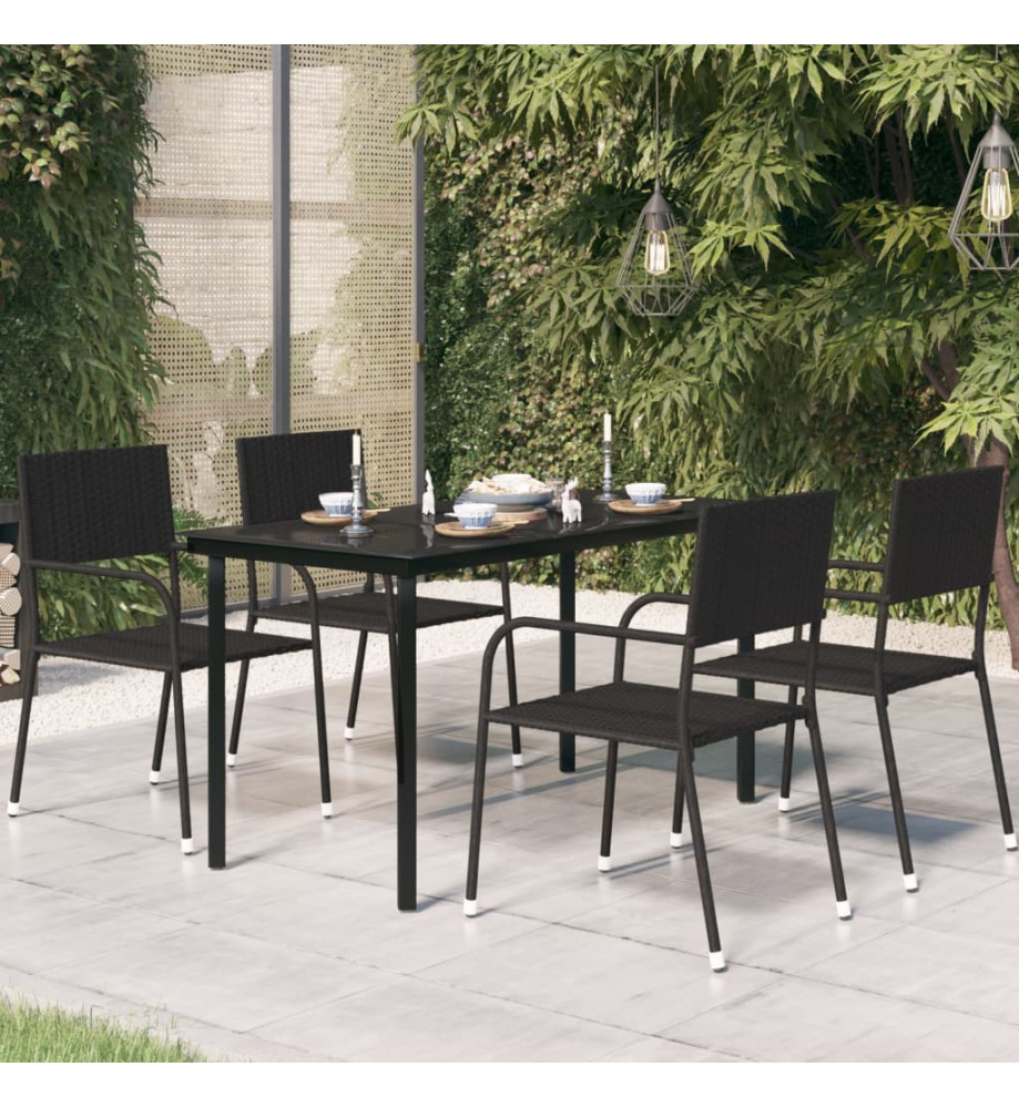 Table à dîner de jardin Noir 140x70x74 cm Acier et verre Table à dîner de jardin Noir 140x70x74 cm Acier et verre