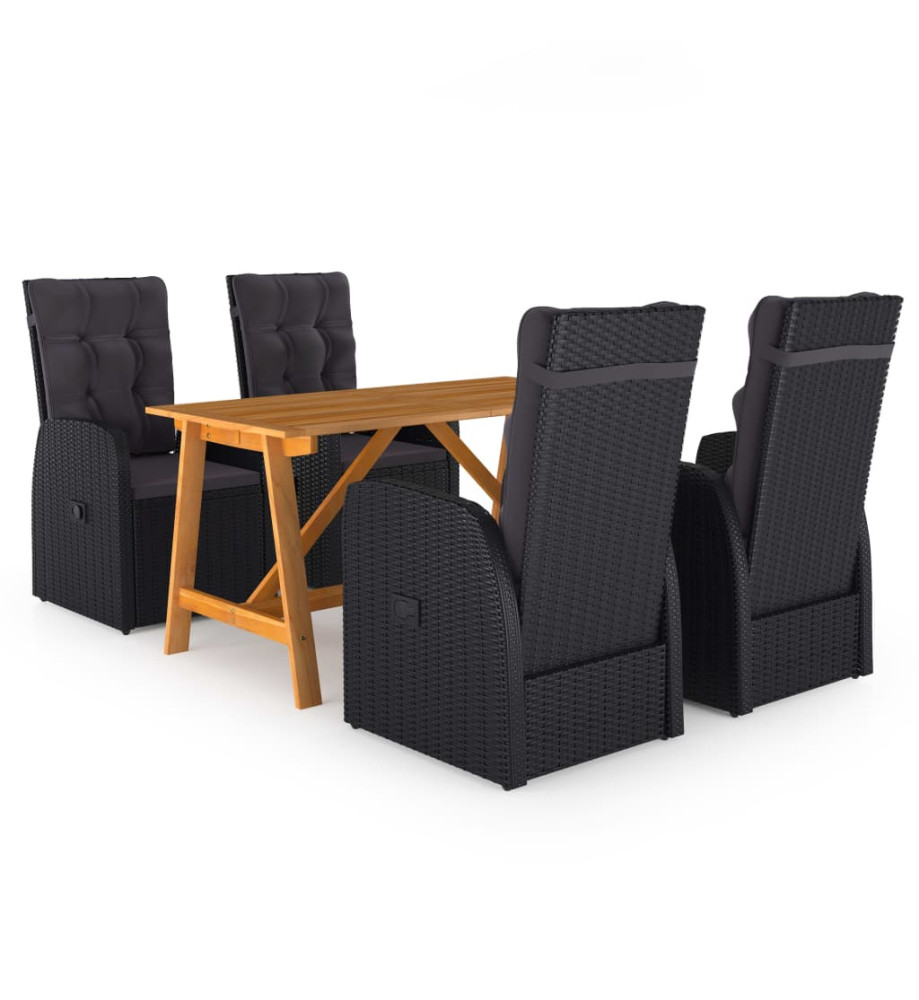 Ensemble de salle à manger de jardin 5 pcs Noir Ensemble de salle à manger de jardin 5 pcs Noir