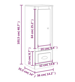 Buffet haut noir 36x35,5x103,5 cm bois d'ingénierie