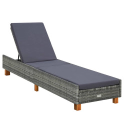 Transat avec coussin Résine tressée Gris