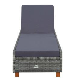 Transat avec coussin Résine tressée Gris